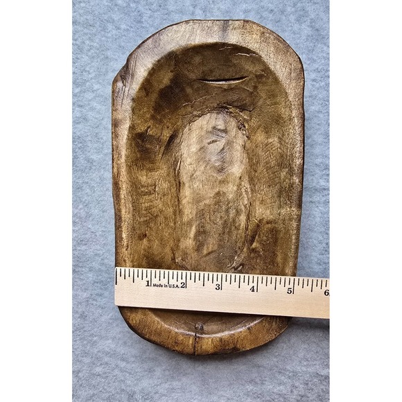 Primitive Wooden Dough Bowl‎ Decorative Salt Bowl Decor Hand Carved Rustic - Picture 5 of 6